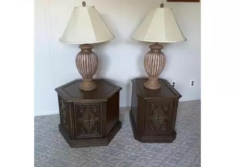 End tables, table lamps